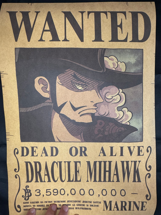 (Mirai Outlet) Poster One Piece - Dracule Mihawk | Wanted