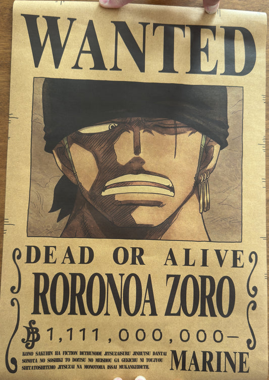 (Mirai Express) Poster One Piece - Zoro (New)  Wanted